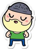 sticker of a cute cartoon man with beard vector