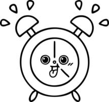 line drawing cartoon alarm clock vector