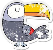 distressed sticker of a cartoon toucan vector