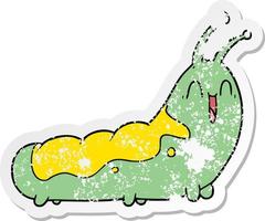 distressed sticker of a funny cartoon caterpillar vector