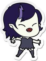 sticker of a cartoon laughing vampire girl vector