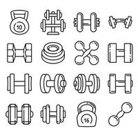 Dumbell icons set, outline style vector