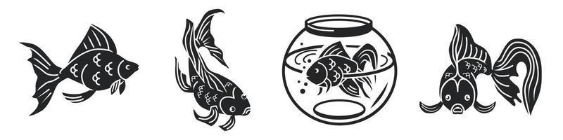 conjunto de iconos de peces de colores, estilo simple vector