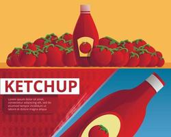 conjunto de banner de ketchup de tomate, estilo de dibujos animados vector