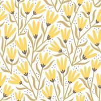 Hand-drawn trendy seamless pattern with stylized wildflowers. vector