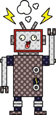 comic book style cartoon crazy broken robot