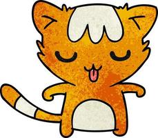 textured cartoon of a kawaii cute cat vector