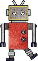 robot de dibujos animados de textura grunge retro vector