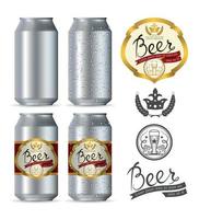 latas de cerveza de aluminio realistas vector