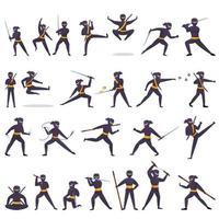 Conjunto de iconos ninja, estilo de dibujos animados vector