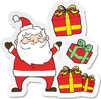 sticker of a cartoon santa claus vector