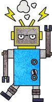 retro grunge texture cartoon malfunctioning robot vector