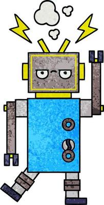 retro grunge texture cartoon malfunctioning robot