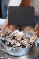 Oysters For Sale At Market Stall photo