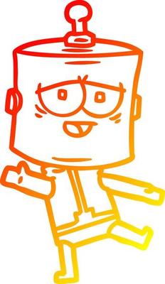 warm gradient line drawing cartoon robot
