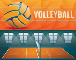 Volleyball banner set, cartoon style vector
