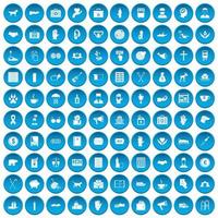 100 donation icons set blue vector