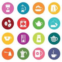 conjunto de iconos de té y café muchos colores vector