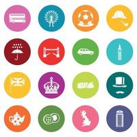 Great Britain icons many colors set vector
