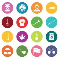 Rastafarian icons many colors set vector