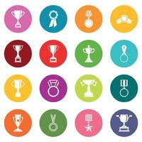 conjunto de iconos de trofeo muchos colores vector