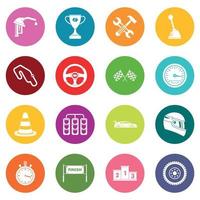 Racing speed icons many colors set vector