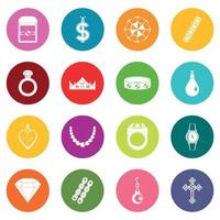 Conjunto de iconos de artículos de joyería muchos colores vector