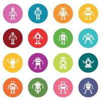 Robot icons many colors set vector