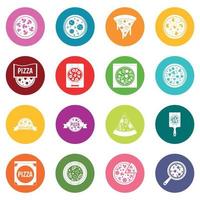 Pizza icons many colors set vector