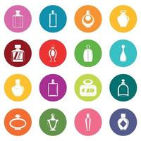 Perfume bottles icons many colors set vector