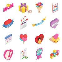 Mother Day isometric 3d icons vector