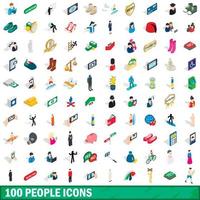 100 people icons set, isometric 3d style