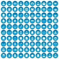 100 iconos de lector en azul vector