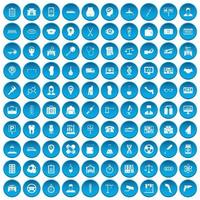 100 business day icons set blue vector