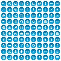 100 ball icons set blue vector