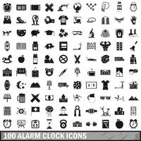 100 iconos de despertador, estilo simple