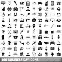 100 business day icons set, simple style vector