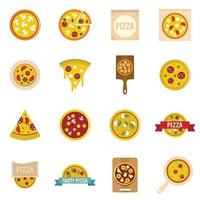 Pizza icons set in flat style