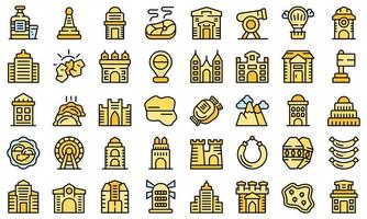 Krakow icons set vector flat