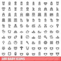 100 iconos de bebé, estilo de esquema