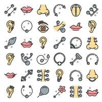 Piercing icons set vector flat