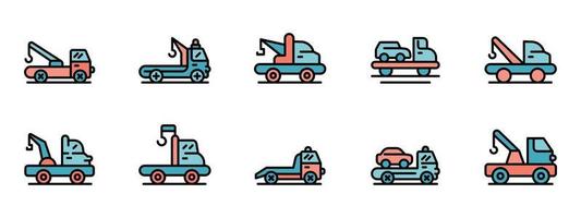 Tow truck icons set vector flat