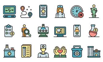 Private clinic icons set vector flat