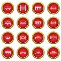 Bridge icons set, simple style vector