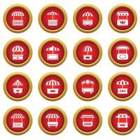 Street food kiosk icons set, simple style vector