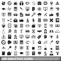 100 analytics icons set, simple style vector