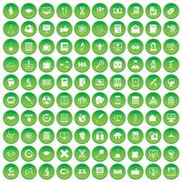 100 iconos de análisis establecer círculo verde vector