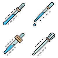 Pipette icon set line color vector