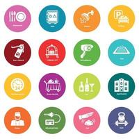 Hotel service icons set colorful circles vector