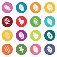 Clothes button icons set colorful circles vector